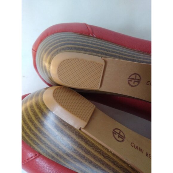 Giani Bernini Women's Sz 6.5 Watermelon Red Leather Wedge Low Heel Slip On Shoe - Picture 6 of 8